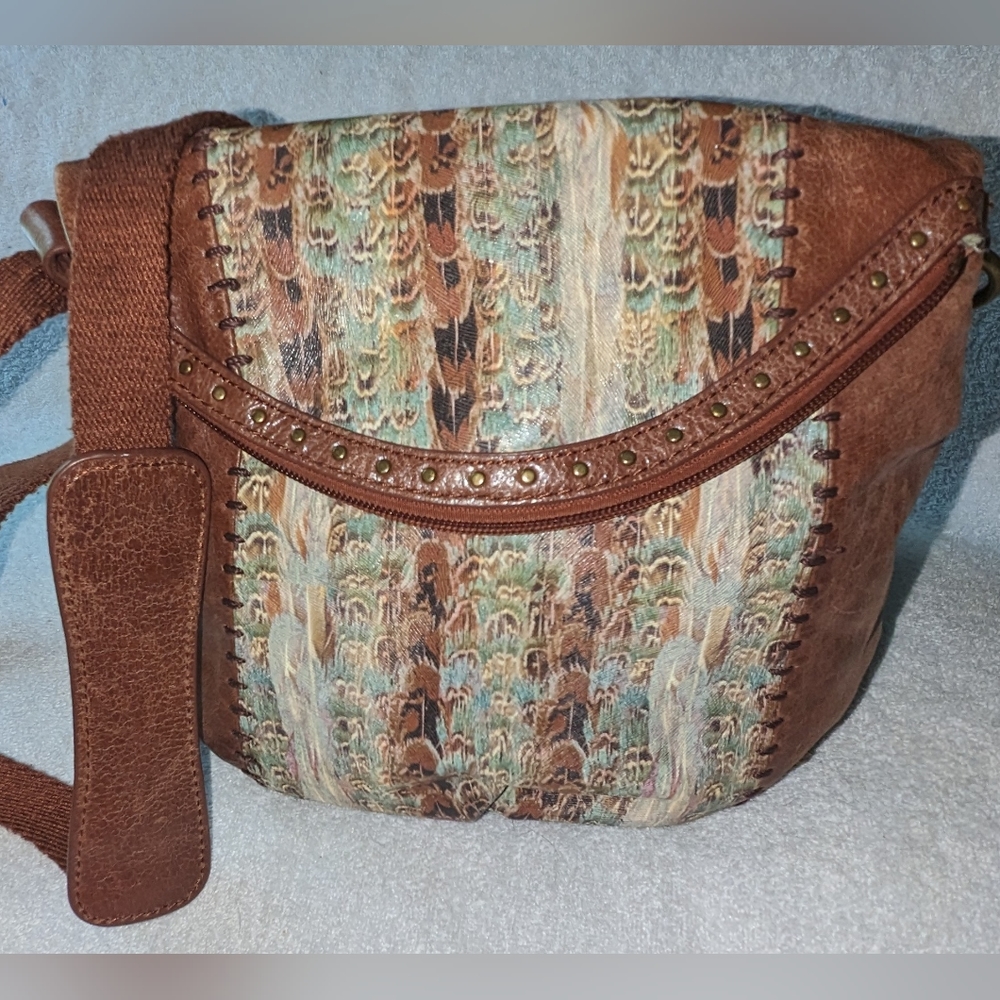 The Sak leather pheasant feathers print crossbody bag.